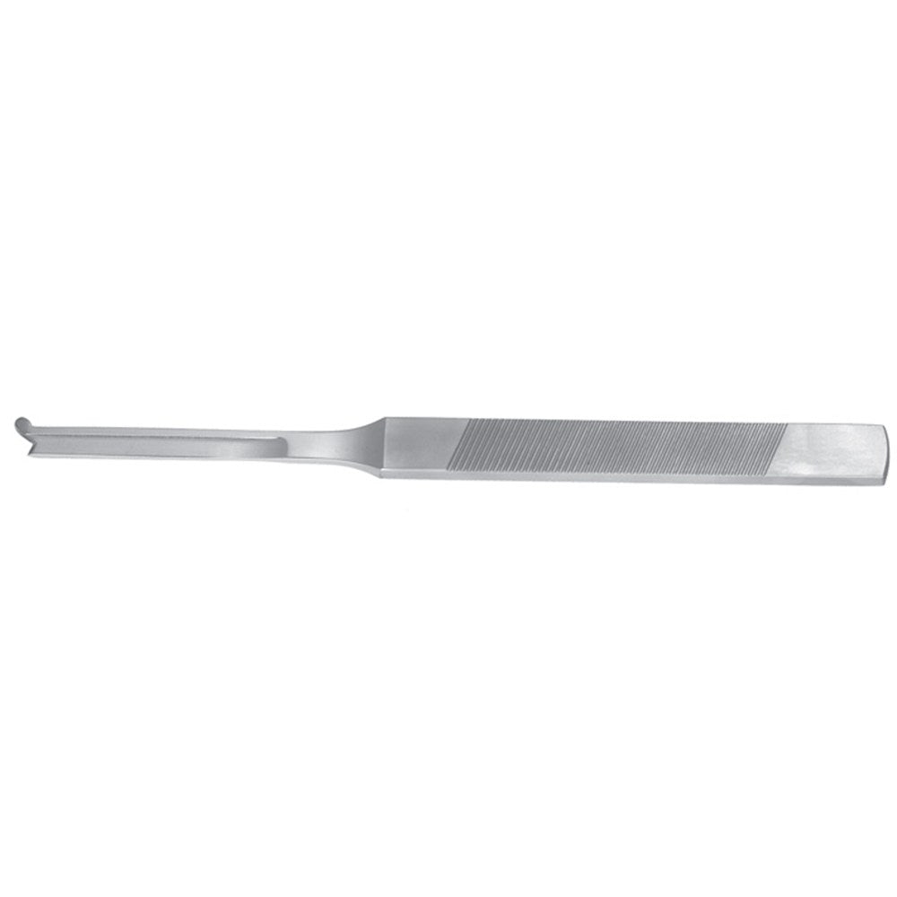 MILTEX SILVER Osteotome, single guard, 7" (17.8 cm), left. MPN: 21-229
