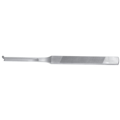 MILTEX SILVER Osteotome, single guard, 7" (17.8 cm), left. MPN: 21-229