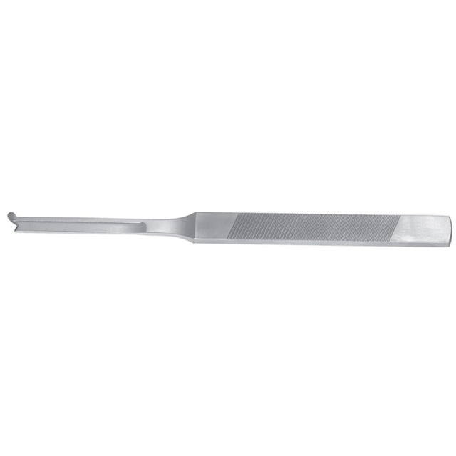 MILTEX SILVER Osteotome, single guard, 7" (17.8 cm), left. MPN: 21-229