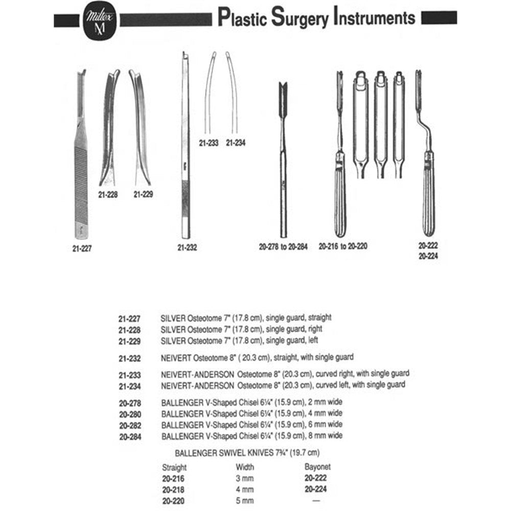 MILTEX SILVER Osteotome, single guard, 7" (17.8 cm), left. MPN: 21-229 - Image 2