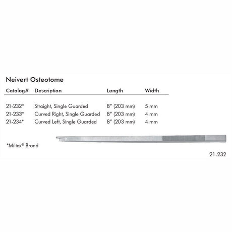 MILTEX NEIVERT-ANDERSON-NEIVERT Osteotome, 8" (20.3 cm), curved left. MPN: 21-234 - Image 3