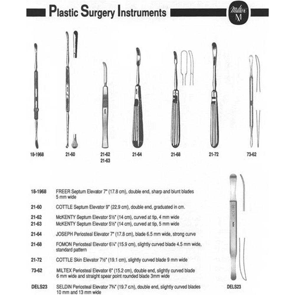 MILTEX COTTLE Skin Elevator, 7-1/2" (19.1 cm), slightly curved blade 9 mm wide. MPN: 21-72 - Image 2