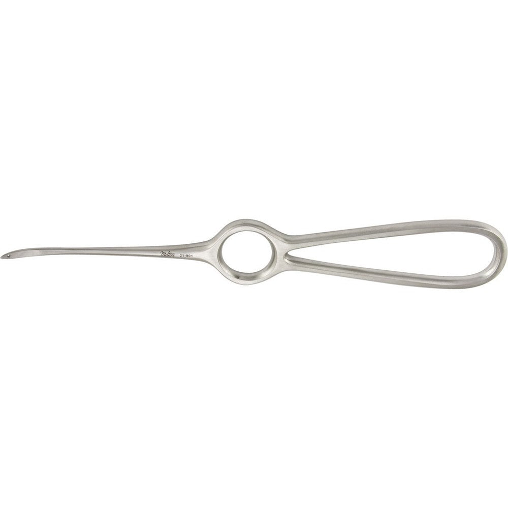 MILTEX OBWEGESER Maxillary Awl for Wire Suturing, 7" (17.8 cm), strong curve. MPN: 21-901