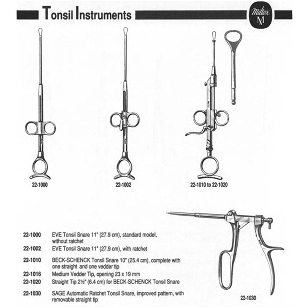 MILTEX EVE Tonsil Snare, 11" (27.9 cm), without ratchet. MPN: 22-1000 - Image 2