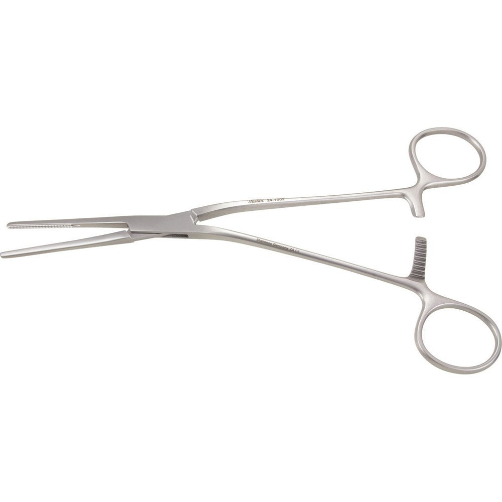 MILTEX GLOVER Patent Ductus Forceps, 7-3/4" (200mm), angled, Jaw length 1-1/4" (31mm). MPN: 24-1002