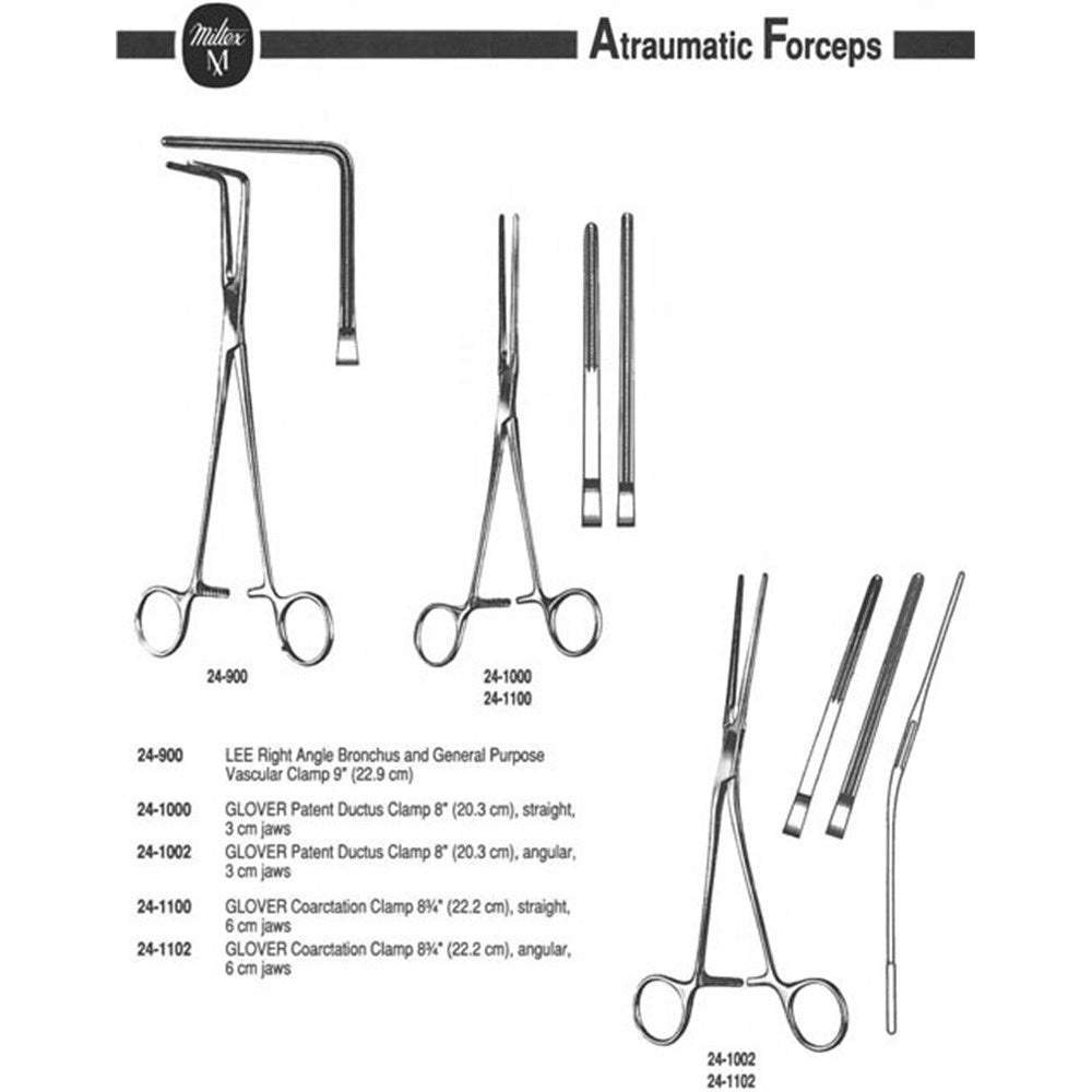 MILTEX GLOVER Patent Ductus Forceps, 7-3/4" (200mm), angled, Jaw length 1-1/4" (31mm). MPN: 24-1002 - Image 2