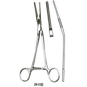 MILTEX DEBAKEY Patent Ductus and Peripheral Vascular Clamp, 7-1/2" (192mm), angled, 32mm jaw. MPN: 24-1152