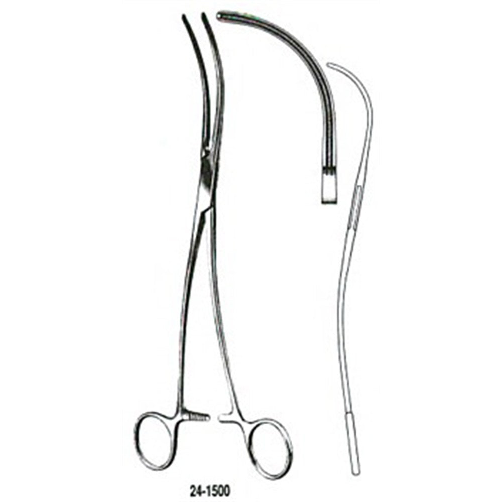 MILTEX DEBAKEY-KAY Aortic Aneurysm Clamp, 9-1/2" (24.1 cm), acutely curved jaws. MPN: 24-1500