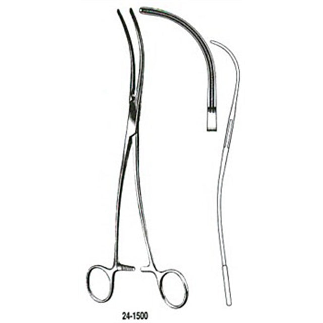 MILTEX DEBAKEY-KAY Aortic Aneurysm Clamp, 9-1/2" (24.1 cm), acutely curved jaws. MPN: 24-1500