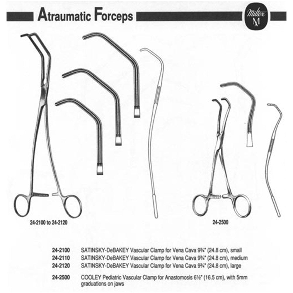 MILTEX DEBAKEY-SATINSKY Vena Cava Clamp, 9-1/2" (240mm), small. MPN: 24-2100 - Image 2