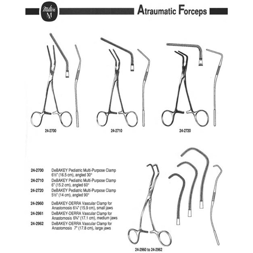 MILTEX DEBAKEY-DERRA Anastomosis Clamp, 6-3/4" (17.1 cm), medium jaws. MPN: 24-2961 - Image 2