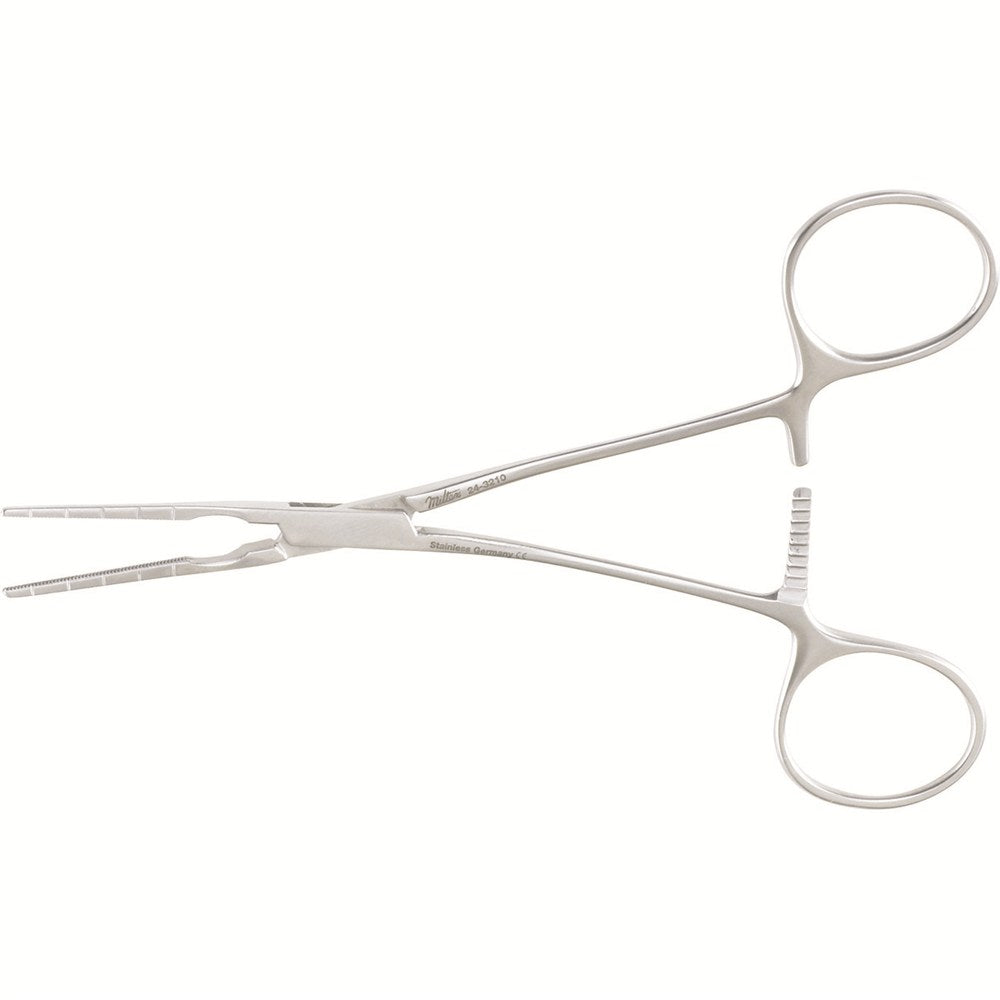 MILTEX COOLEY Pediatric Vascular Clamp, 5-1/2", straight jaws 25 mm, angled shank. MPN: 24-3210