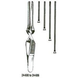 MILTEX DEBAKEY Bulldog Clamp, straight, cross-action 4-1/8" (105mm) overall length, 1-7/8" (48mm) jaw length. MPN: 24-604