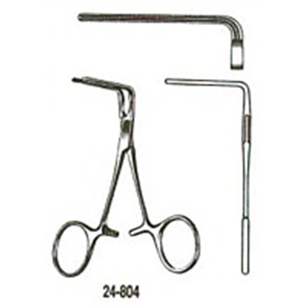 MILTEX DEBAKEY Bulldog Clamp, ring handle, 4" (10.2 cm), 90 degree handle. MPN: 24-804