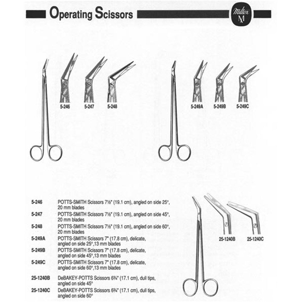 MILTEX DEBAKEY-POTTS Scissors, 6-3/4" (17.1 cm), blunt tips, angled on side 60 degrees. MPN: 25-1240C - Image 2