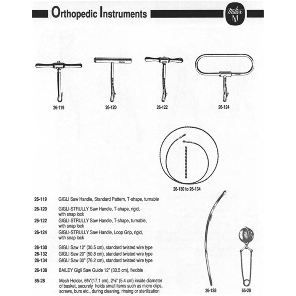 MILTEX GIGLI-STRULLY Saw Handle, Solid "T" Style, Blade Lock, Pair. MPN: 26-122 - Image 3