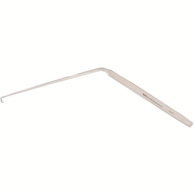 MILTEX LOVE Nerve Root Retractor, 8-1/2" (21.6 cm), angled 45 degrees, 7 mm blade. MPN: 26-1352