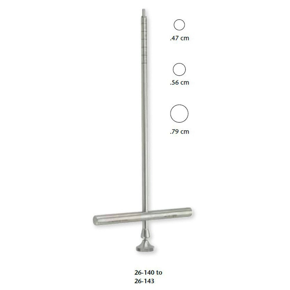 MILTEX MICHELE Trephine, 6-1/4" (15.9 cm) shaft, 3/16" (.47 cm) O.D. graduated 1/4" (.64 cm) To 1-1/4" (3.2 cm). MPN: 26-140