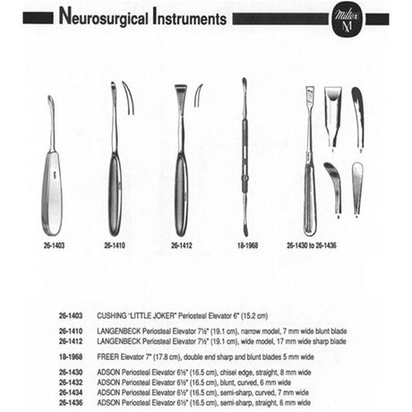 MILTEX LANGENBECK Periosteal Elevator, 7-1/2" (19.1 cm), narrow model, 7 mm wide blunt blade. MPN: 26-1410 - Image 3