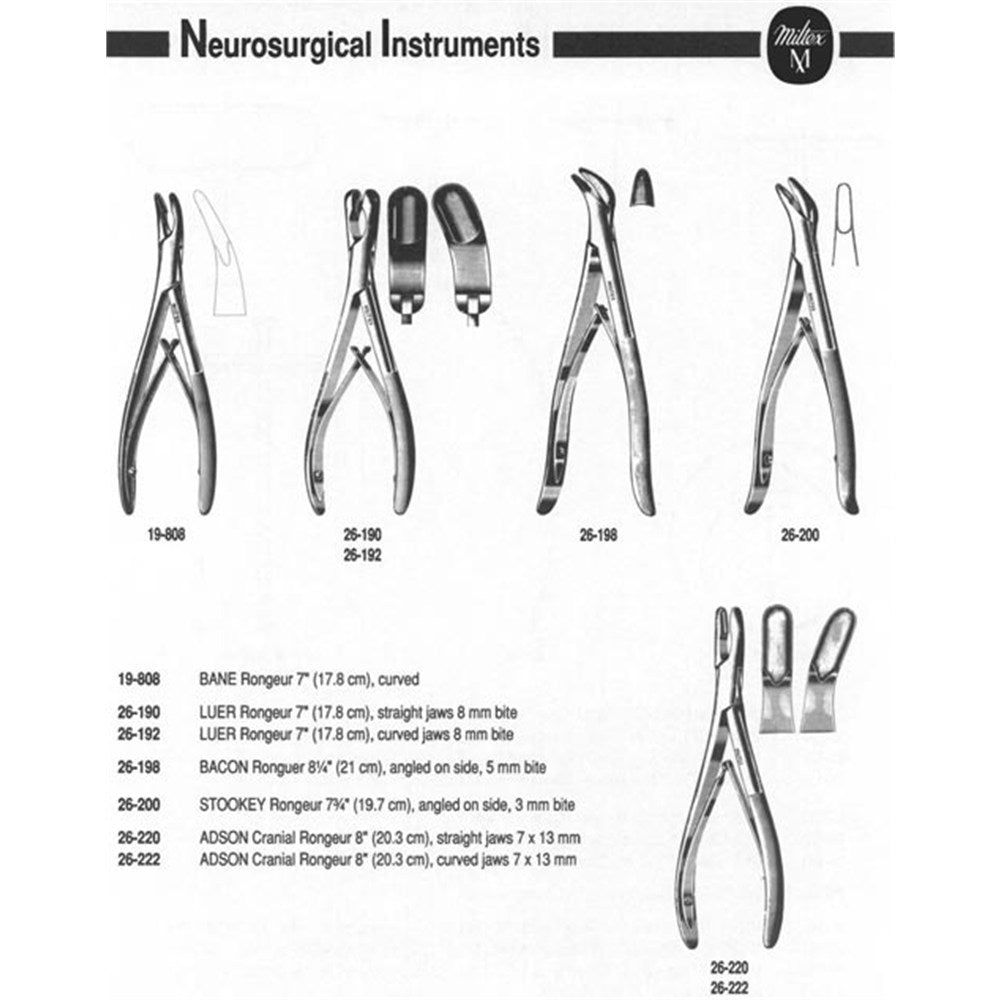 MILTEX Luer Rongeur, 7" (17.8 cm), curved jaws 8 mm bite. MPN: 26-192 - Image 2