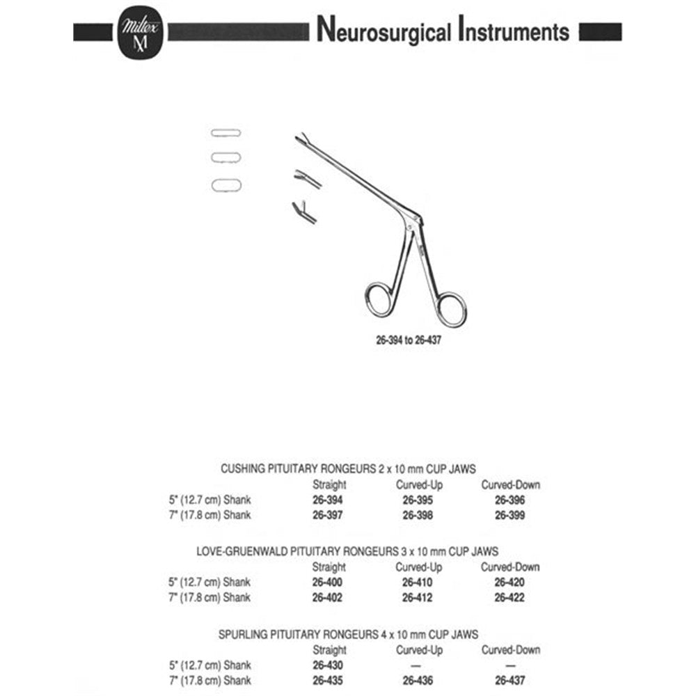 MILTEX SPURLING Pituitary Rongeur, 4 X 10 mm cup jaws, 7" (17.8 cm) shank, curved-up. MPN: 26-436 - Image 2