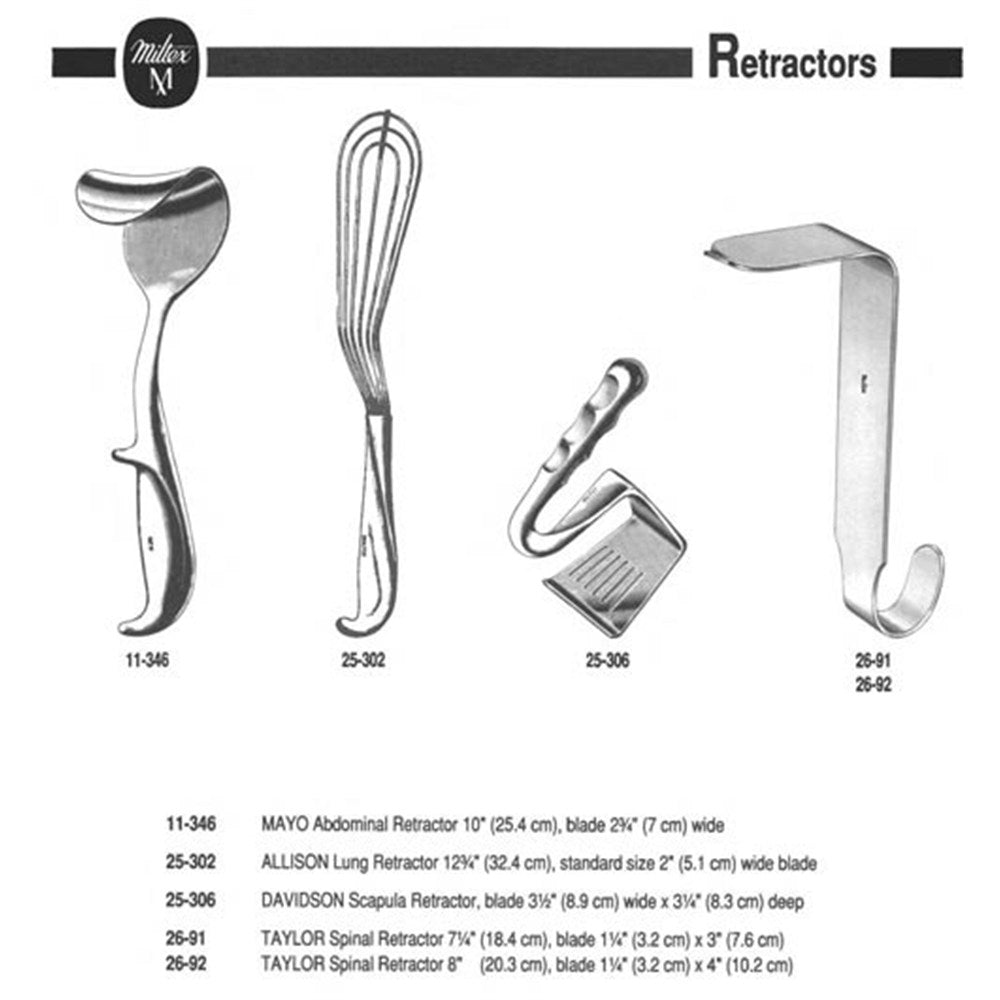 MILTEX TAYLOR Spinal Retractor, 7-1/4" (184mm), 4" (103mm) x 1-1/4" (31.5mm) blade. MPN: 26-92 - Image 2