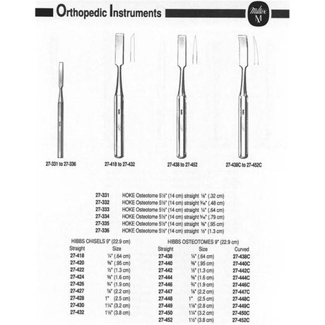 MILTEX HOKE Osteotome, 5-1/2" (140mm), Straight, 13mm Wide Blade. MPN: 27-336 - Image 2