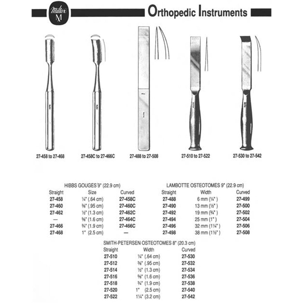 MILTEX SMITH-PETERSON Osteotome, 8" (20.3 cm), Curved, 3/8" (.95 cm). MPN: 27-532 - Image 2