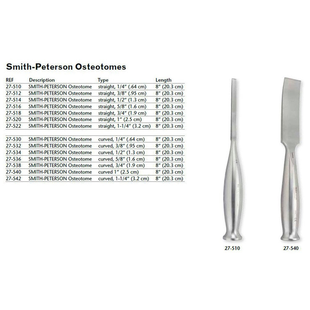 MILTEX SMITH-PETERSON Osteotome, 8" (20.3 cm), Curved, 1/2" (1.3 cm). MPN: 27-534 - Image 3