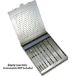 MILTEX Sterilizer-Storage Case, 5-1/2" X 6-1/2" (16.5 cm) x 1/2" (1.3 cm), fitted to hold 9 SWISS pattern Osteotomes 2 mm to 20 mm. MPN: 27-609