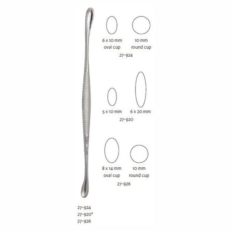 MILTEX VOLKMAN Double Ended Curette, 5" (12.7 cm) long, oval cup 6 X 10 mm & round cup 10 mm diameter. MPN: 27-924 - Image 5