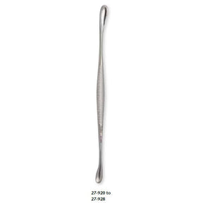 MILTEX VOLKMAN Bone Curette 7-3/4" (197mm), Double-Ended, Oval and Round Cup, 9.1x16.5mm and 11mm diameter. MPN: 27-928