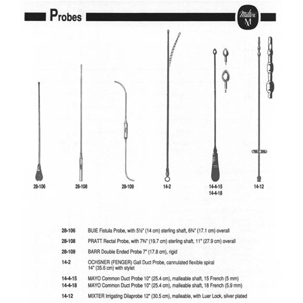 MILTEX PRATT Rectal Probe, with 7-3/4" (19.7 cm) sterling shaft, 11" (27.9 cm) overall. MPN: 28-108 - Image 2