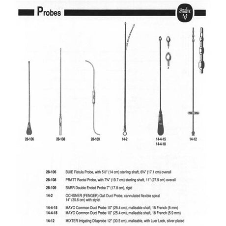 MILTEX PRATT Rectal Probe, with 7-3/4" (19.7 cm) sterling shaft, 11" (27.9 cm) overall. MPN: 28-108 - Image 2
