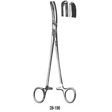 MILTEX BUIE Pile Clamp, 8 1/2" (21.6 cm), curved angiotribe jaws. MPN: 28-196