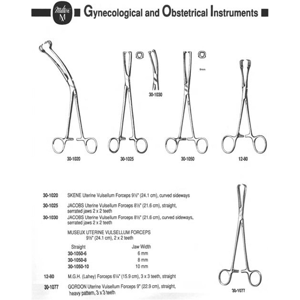 MILTEX GORDON Uterine Vusellum Forceps, 9" (22.9 cm), straight, heavy pattern, 3 X 3 teeth. MPN: 30-1077 - Image 2