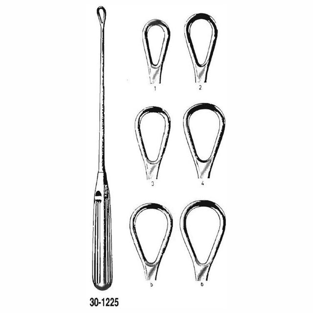 MILTEX THOMAS Uterine Curette, 11" (27.9 cm), blunt blades on malleable shank, size 4. MPN: 30-1225-4