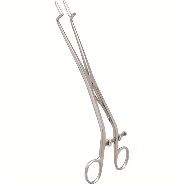 MILTEX KOGAN Endocervical Speculum, 9-1/2" (24.1 cm), gauge & set screw, offset ring handles, fenstrated jaws, 7 X 25 mm. MPN: 30-1350