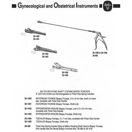 MILTEX KEVORKIAN-YOUNGE Biopsy Forceps, 3.5 X 8 mm bite, teeth on lower jaw, pistol grip handle. MPN: 30-1490 - Image 2