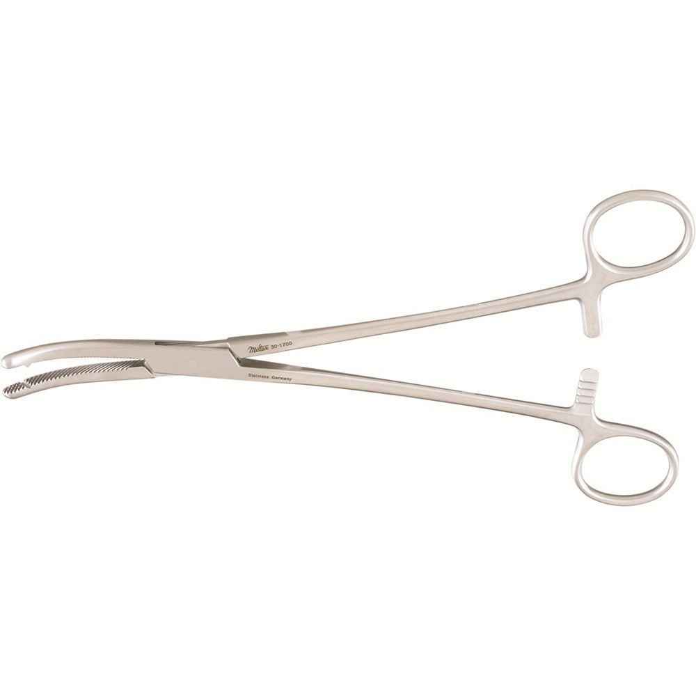 MILTEX HEANEY Hysterectomy Forceps, 8-1/4" (21 cm), heavy pattern, single tooth, curved. MPN: 30-1700