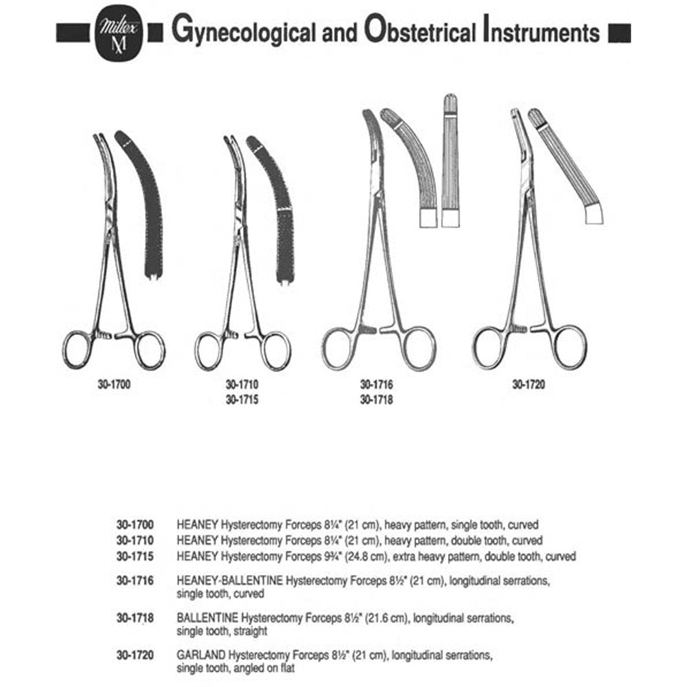 MILTEX HEANEY Hysterectomy Forceps, 8-1/4" (21 cm), heavy pattern, single tooth, curved. MPN: 30-1700 - Image 3