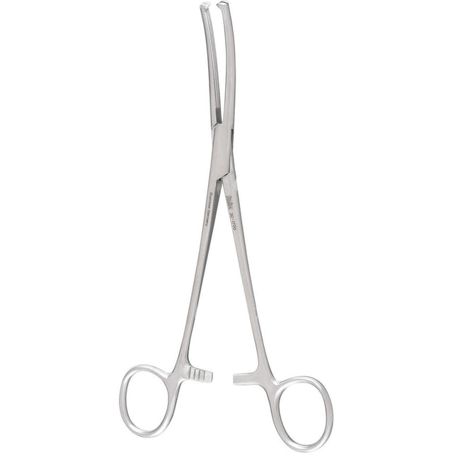 MILTEX LONG Hysterectomy Forceps, 7-1/2" (19.1 cm), longitudinal serrations, 1 X 2 teeth, curved. MPN: 30-1730