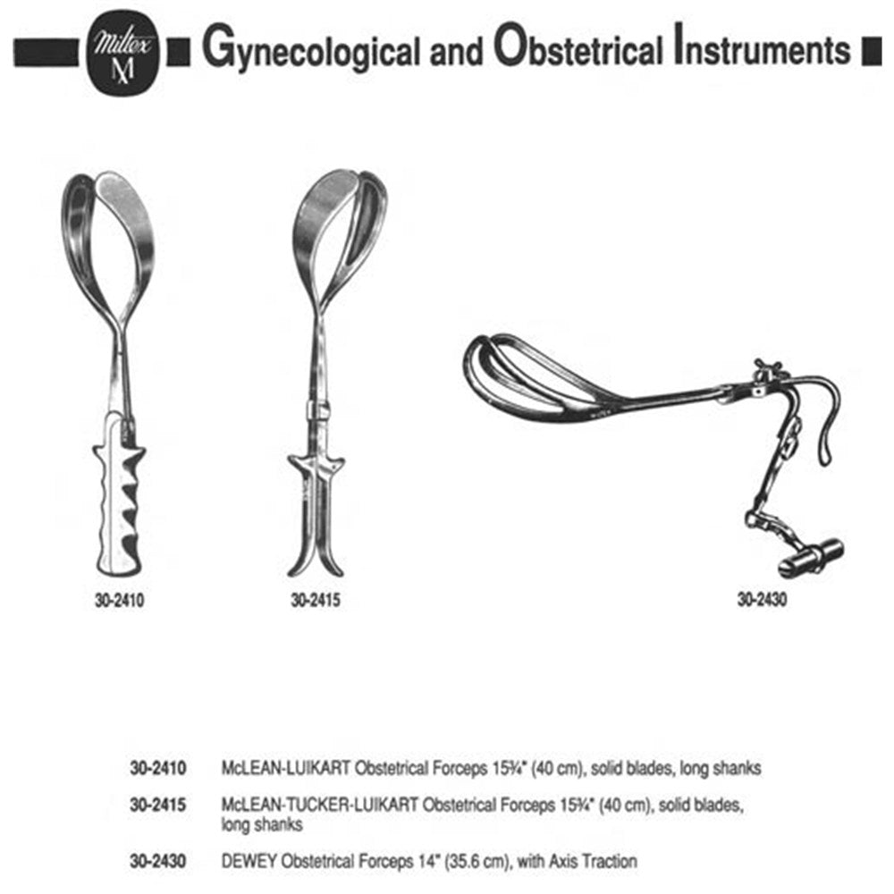 MILTEX McLEAN-LUIKART Obstetrical Forceps, 15-3/4" (400mm), Solid Blades, long shank. MPN: 30-2410 - Image 2