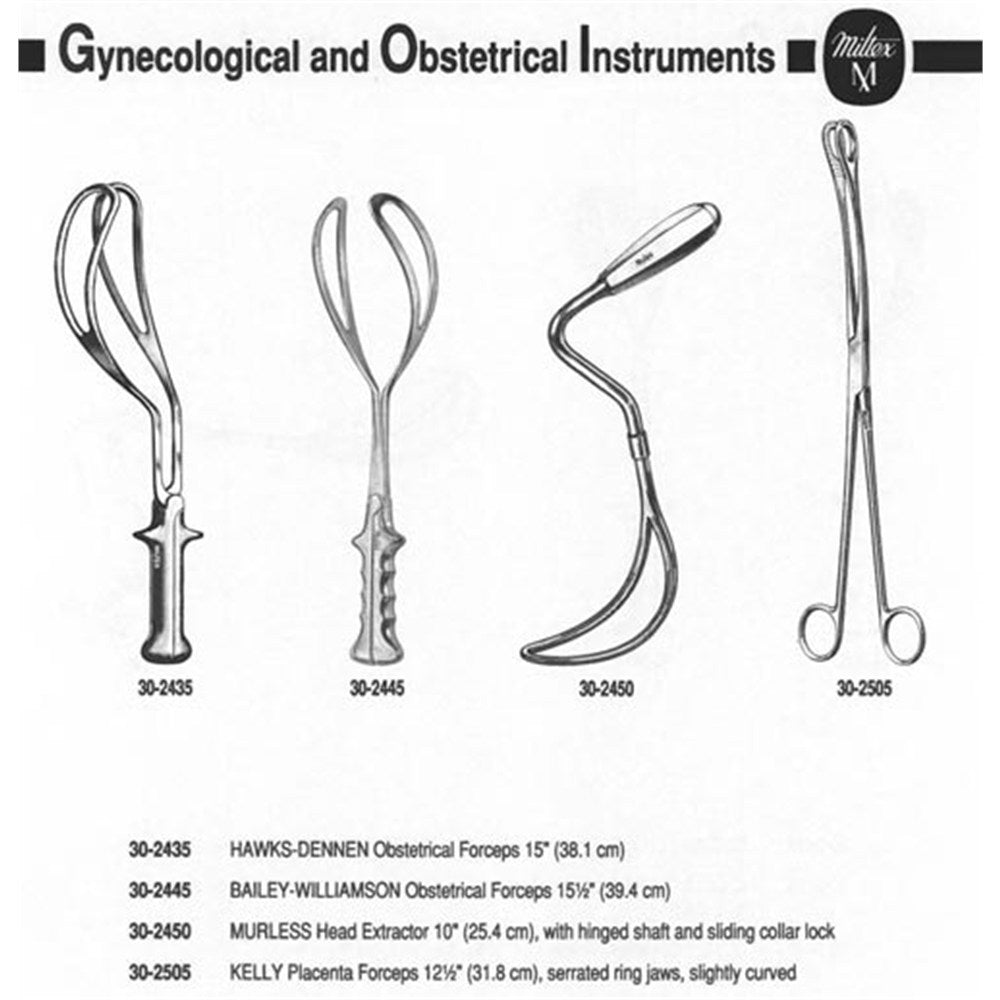 MILTEX KELLY Sponge or Placenta Forceps, 12-1/2" (31.8 cm), serrated ring jaws, slightly curved. MPN: 30-2505 - Image 3