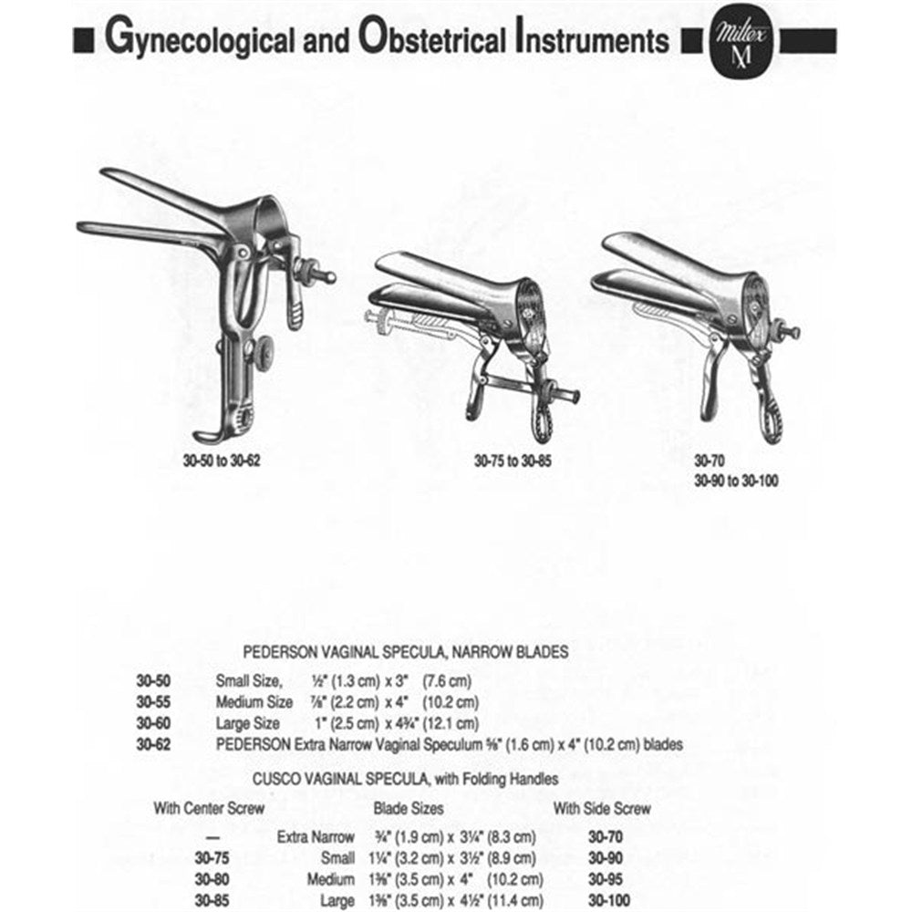 MILTEX PEDERSON Vaginal Speculum 4-3/8" (110mm), narrow, small size blades, 3-1/4" (81mm) x 1/2" (14mm). MPN: 30-50 - Image 2