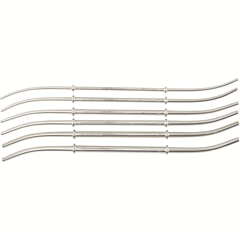 MILTEX HANK Uterine Dilators, 10-1/2" (265mm), Double-Ended, Set of 6: 11-12 Fr. (3.6-4mm) to 21-22 Fr. (7-7.3mm), Canvas Roll. MPN: 30-500