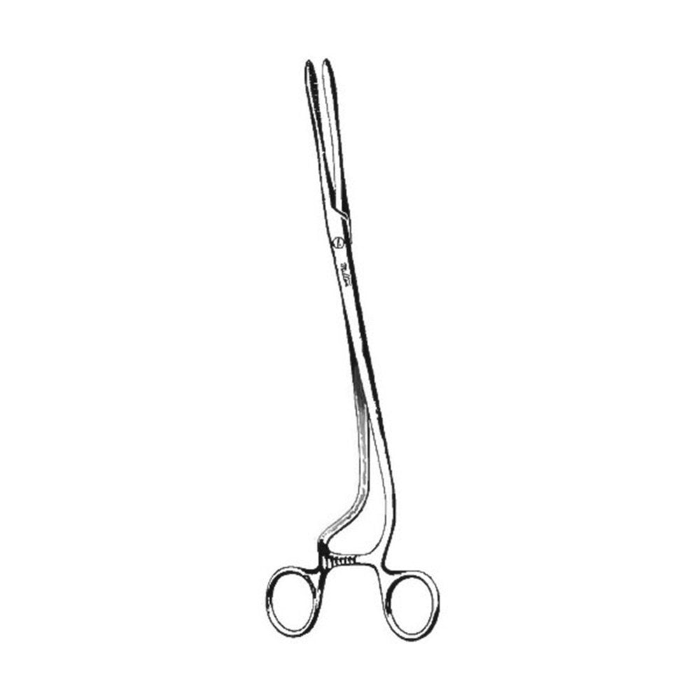MILTEX CHERON Uterine Dressing Forceps, 10-1/2" (26.7 cm), rings angled sideways, serrated jaws 8 X 25 mm. MPN: 30-835