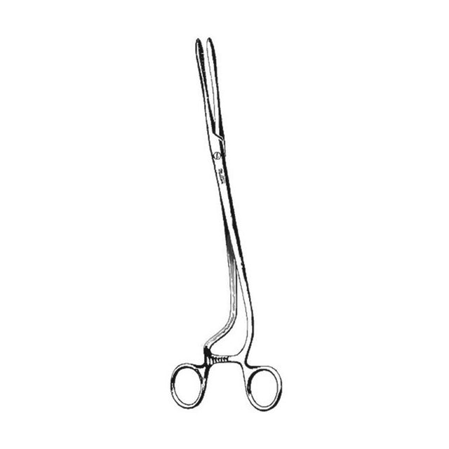 MILTEX CHERON Uterine Dressing Forceps, 10-1/2" (26.7 cm), rings angled sideways, serrated jaws 8 X 25 mm. MPN: 30-835