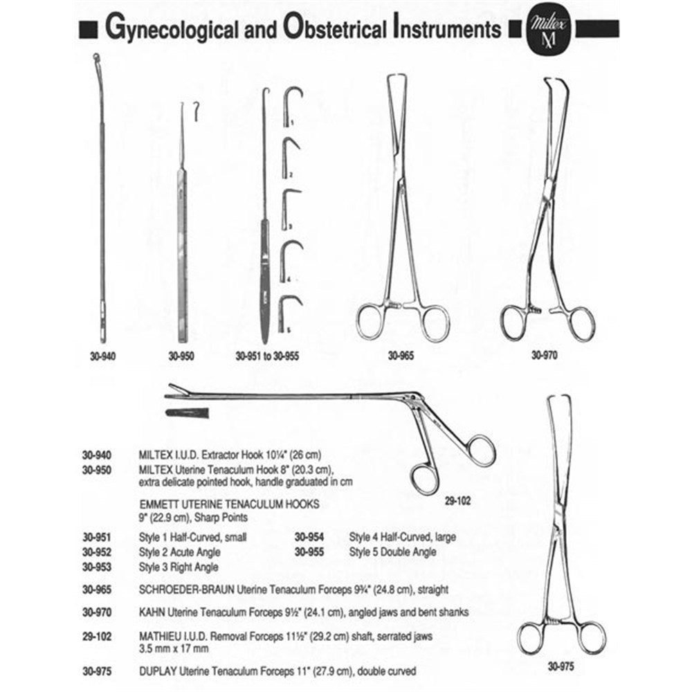 MILTEX EMMETT Uterine Tenaculum Hook, 9" (22.9 cm), style 5, double angle. MPN: 30-955 - Image 3