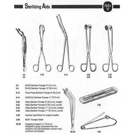 MILTEX Utility-Sterilizer Forceps, 8" (203mm), Straight, Serrated Jaws, Ring Handles. MPN: 3-20 - Image 2
